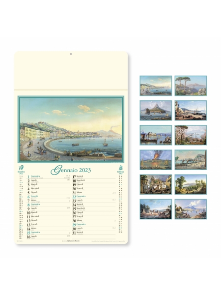 Calendari fotografici avoriati Napoli Antica cm. 31 x 52,5